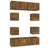 ZNTS 8 Piece TV Cabinet Set Smoked Oak Engineered Wood 3120212