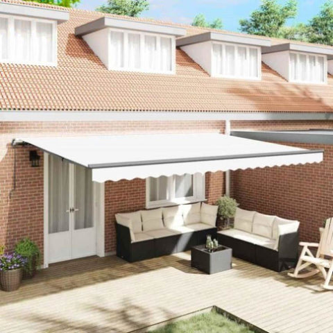 Retractable Awning Manual White 500 x 350 cm Fabric 3331537