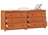 Sideboard 2 pcs Wax Brown 140 x 35 x 80 cm Solid Pine Wood 3424975