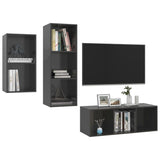 3 Piece TV Cabinet Set High Gloss Grey Engineered Wood 3079735