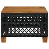 Garden Table Black 55x55x36 cm Poly Rattan Acacia Wood 365929