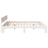 Bed Frame with Headboard White 200 x 200 cm Solid Pine Wood 872639