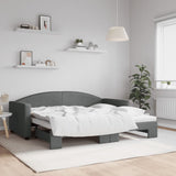 Daybed with Trundle without Mattress Dark Grey 90x190 cm Single 3197258