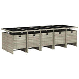 11 Piece Garden Dining Set with Cushions Light Grey Poly Rattan 3210575