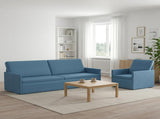 Sofa Set 2 pcs Blue Corduroy Fabric 3433263