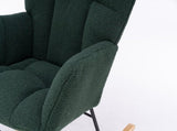 Mid Century Modern Teddy Fabric Tufted Upholstered Rocking Chair Padded Seat For Living Room W139760757