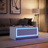 Coffee Table with LED Lights White Engineered Wood 851984