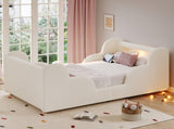 Toddler Bed 3ft Single with LED Headboard Light, Upholstered Kids Bed with Safety N606P434422W