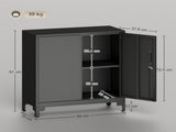 Lockable Metal Filing Cabinet, 2-Tier Storage Cupboard with Double Doors, Modern Office Organiser, T3398P554124