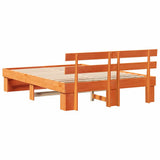 Bed Frame with Headboard Wax Brown 140 x 200 cm Solid Pine Wood 872484