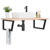 Basin Shelf Wall Mounted Steel and Solid Wood Oak 3302467