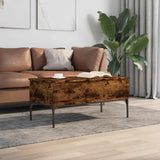 Coffee Table Smoked Oak 100x50x45 cm Engineered Wood and Metal 845413