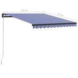 Manual Retractable Awning 350x250 cm Blue and White 3055188