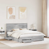 Bed Frame with Drawer Grey Sonoma 160 x 200 cm Engineered Wood 3411285