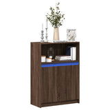 Sideboard with LED Brown Oak 72x34x100 cm Engineered Wood 852165