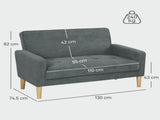 Two-Seater Velvet-Feel Sofa - Grey T3398P377879