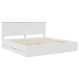 Bed Frame with Drawer White 200 x 200 cm Engineer Wood 3411082