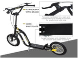 Teen Kids Stunt Scooter w/ Adjustable Handlebar, 12 Inch Rubber Tyres, Dual Brakes, Black T3398P422454