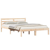 Bed Frame Brown 215.5 x 145.5 x 69.5 cm Solid Pine Wood 869766