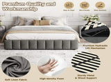 4ft6 Double Upholstered Storage Bed Frame, No Headboard Linen Bed Frame with Hydraulic Storage, N652P396290G