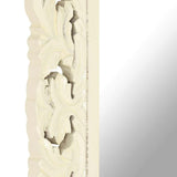321643 Hand Carved Mirror White 110x50 cm Solid Mango Wood