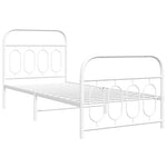 Metal Bed Frame without Mattress with Footboard White 90x190cm 377176