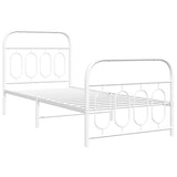 Metal Bed Frame without Mattress with Footboard White 90x190cm 377176