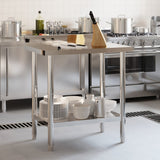 Kitchen Work Table with Backsplash 82.5x55x93 cm Stainless Steel 376457