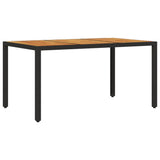 Garden Table with Acacia Wood Top Black 150x90x75 cm Poly Rattan 365535