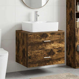 Bathroom Furniture Set Smoked Oak Engineered Wood 3404386