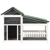 Dog Kennel Grey 143x60.5x109 cm Solid Wood Pine 172262