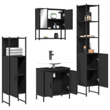 4 Piece Bathroom Furniture Set Black Engineered Wood 3214710