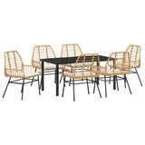 Garden Dining Set 7 pcs Brown Poly Rattan 3380866