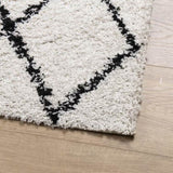 ZNTS Shaggy Rug PAMPLONA High Pile Modern Cream and Black 200x200 cm 375370