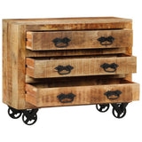 Sideboard with 3 Drawers 80x30x65 cm Solid Rough Wood Mango 351690