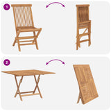 Garden Bistro Set Folding 3 pcs Brown Soild Teak Wood 3437358