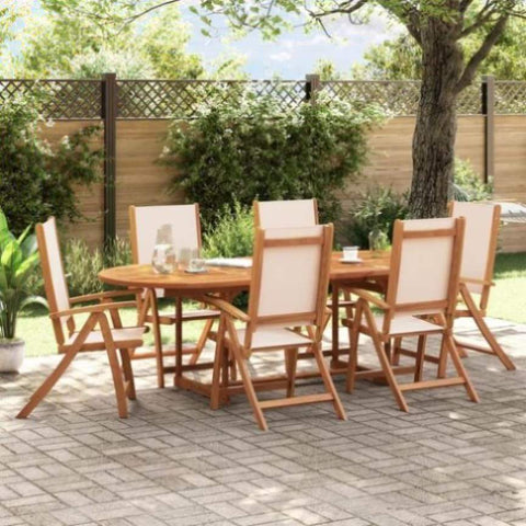 ZNTS 7 Piece Garden Dining Set Solid Wood Acacia and Textilene 3279276