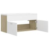 ZNTS Sink Cabinet with Built-in Basin White and Sonoma Oak Engineered Wood 3070852