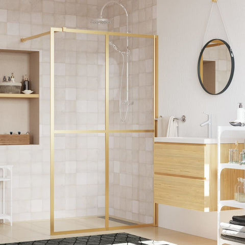 Walk-in Shower Wall with Clear ESG Glass Gold 118x195 cm 154949