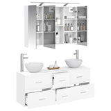Bathroom Furniture Set 4 pcs White Engineered Wood and Glass 3406695