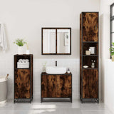 4 Piece Bathroom Furniture Set Smoked Oak Engineered Wood 3301187