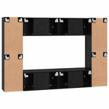 TV Cabinet Set Wall-mounted 8 pcs Black Oak Engineered Wood 3393376