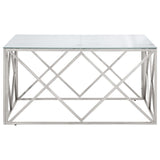 Coffee Table Silver Stainless Steel and Tempered Glass 349979