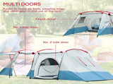6-8 Person Tunnel Tent, Camping Tent with Bedroom, Living Room, Sewn-in Floor, 3 Doors and Carry T3398P348996