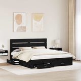 Bed Frame with Drawer Black Oak 180 x 200 cm Engineered Wood 3411944