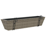 ZNTS Planters with hooks 2 pcs Grey Poly Rattan 366406