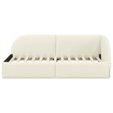 Corner Bed Frame with Headboard Cream 80 cm x 200 cm Velvet 42016633
