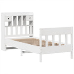ZNTS Bed Frame without Mattress White 90x190 cm Single Solid Wood Pine 3323282