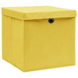 Storage Boxes with Covers 10 pcs 28x28x28 cm Yellow 325226