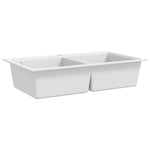 ZNTS Overmount Kitchen Sink Double Basin Granite Cream White 141677